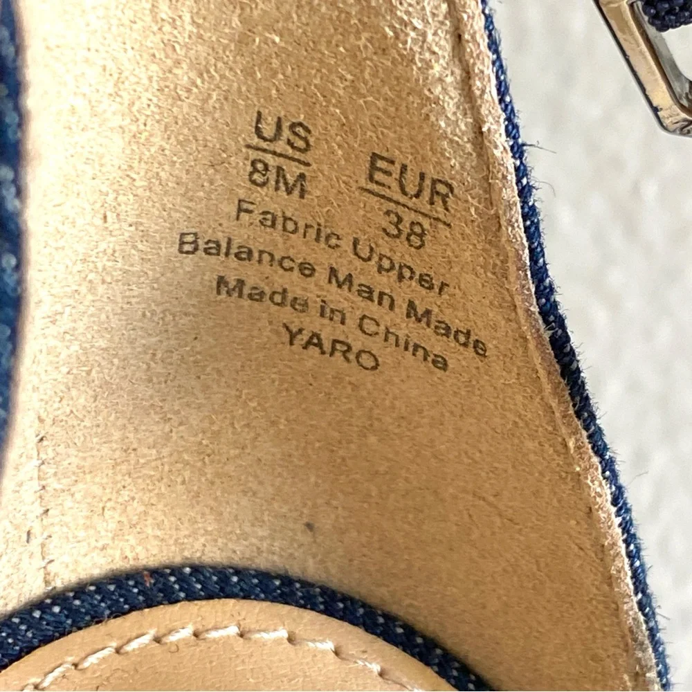 Sam Edelman Yaro Shoes 8 Navy Blue Denim Ankle Strap Block Heels Open Toes NWOT - Picture 9 of 16